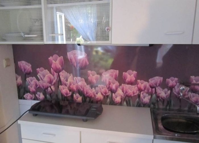 panel szklany kwiaty