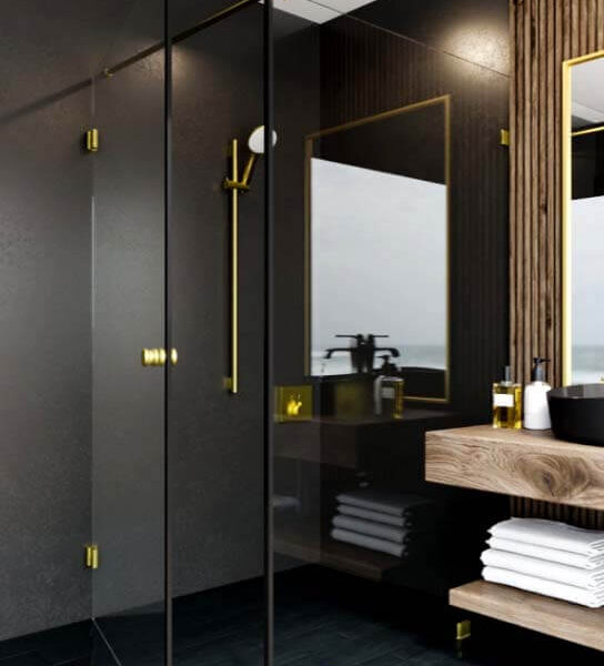 złote okucia w łazience